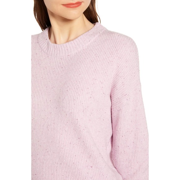 Something Navy Flecked Crewneck Sweater Pink Large - Picture 10 of 10